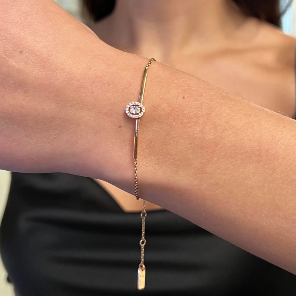 Messika 0.22Cttw Glam'Azone Diamond Chain Bracelet 18K Rose Gold 8 Inches